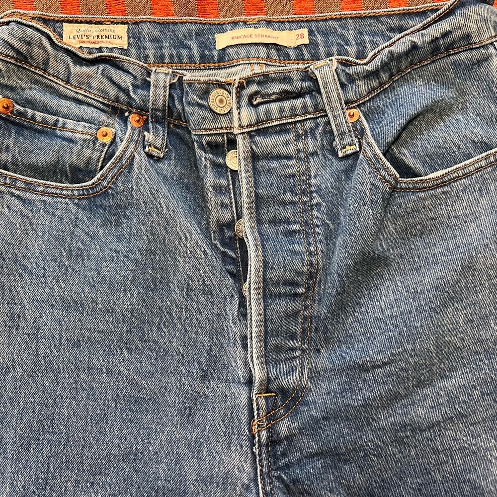 Women’s Levi's Premium Button-Fly Blue Jeans Sz 28 Ribcage Straight